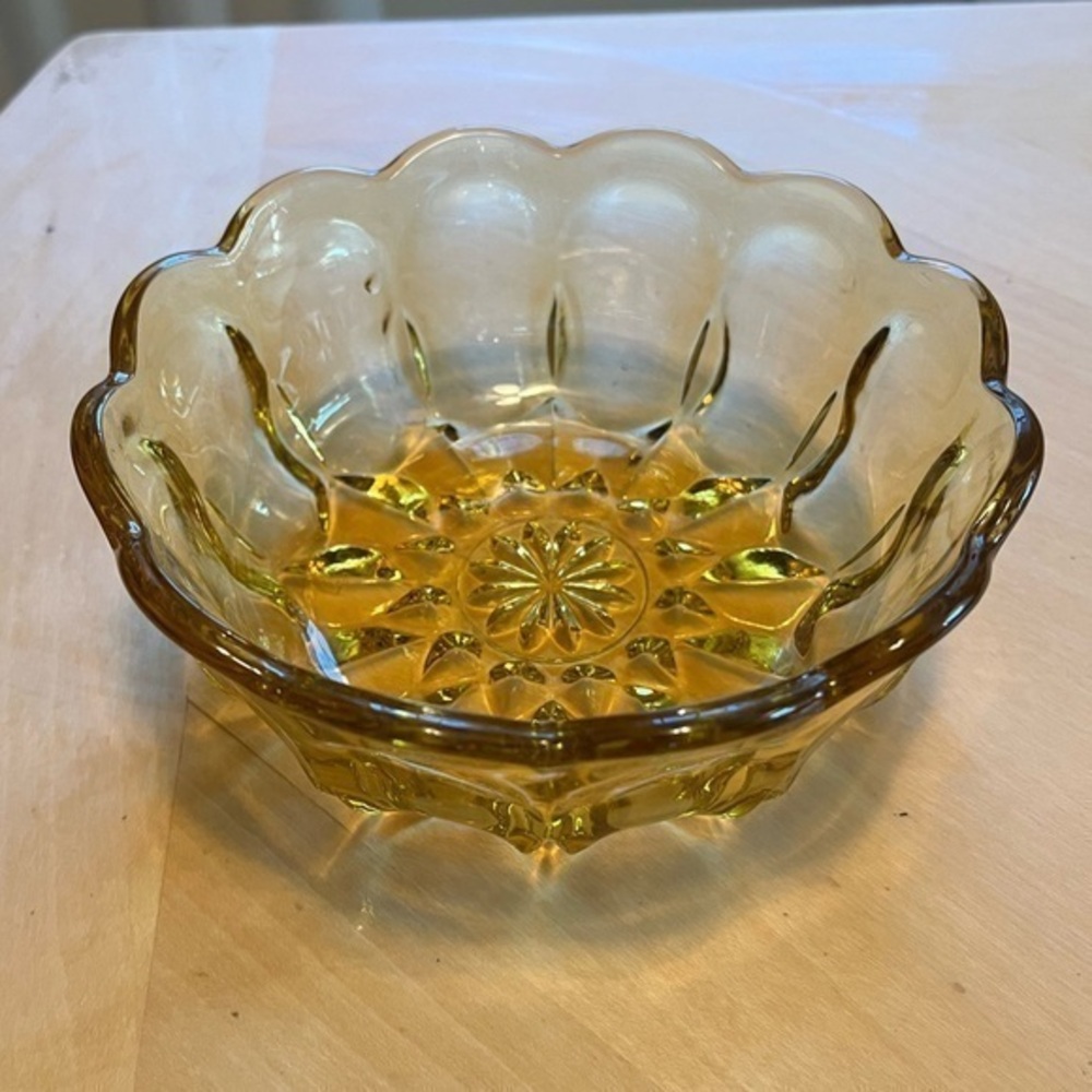Vintage Depression Glass 6” Amber Bowl
